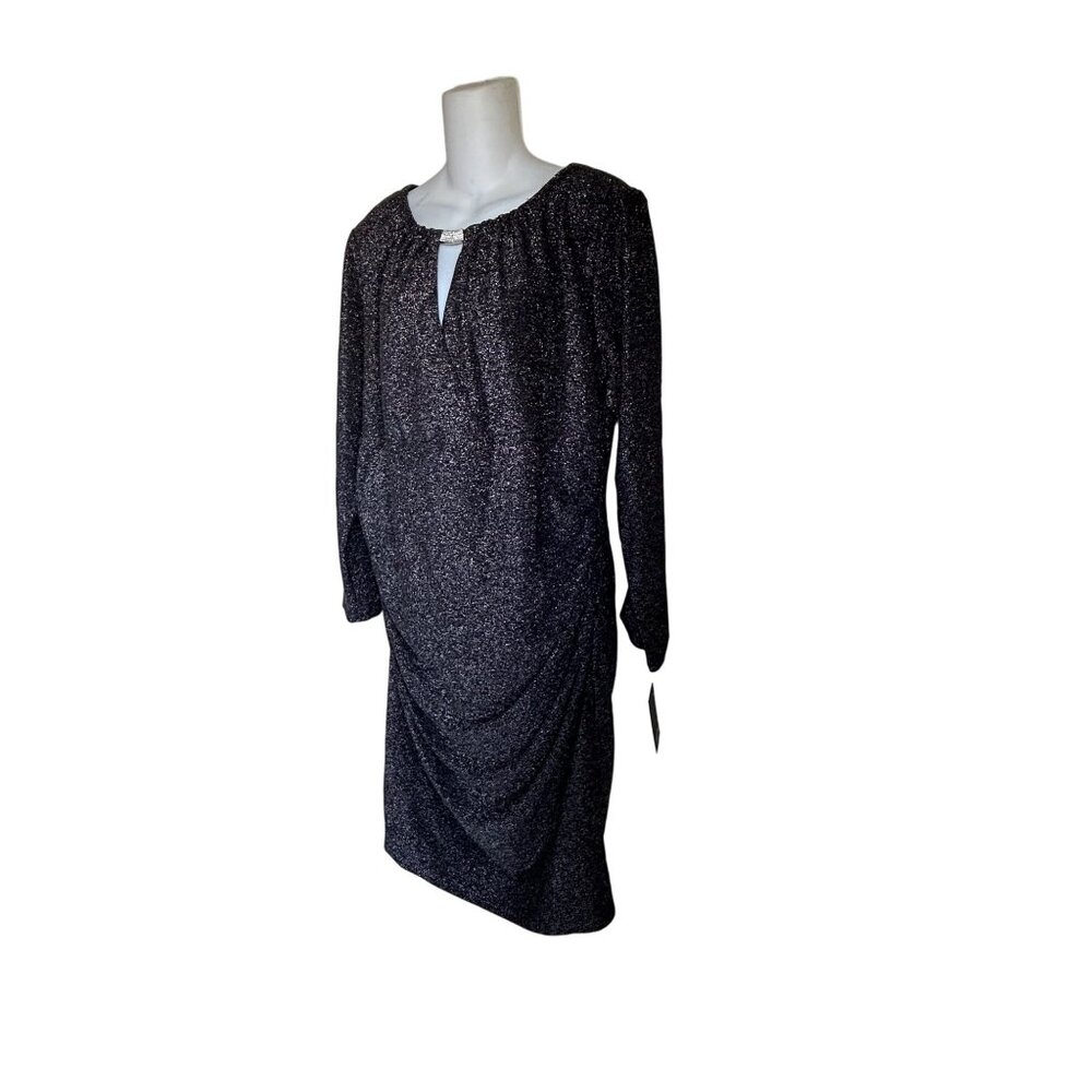 NEW Women's Glitter Knit Ruched Dress Evening Cocktail Dress - Picture 4 of 14
